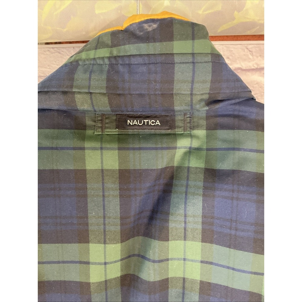 Nautica Mens Vtg Reversible Puffer Down Fill Winter Coat Jacket Plaid Tartan XL - Picture 11 of 11
